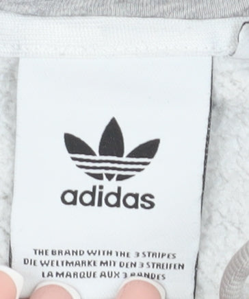 Adidas Men's Grey XL Pullover Hoodie with Logo Accents