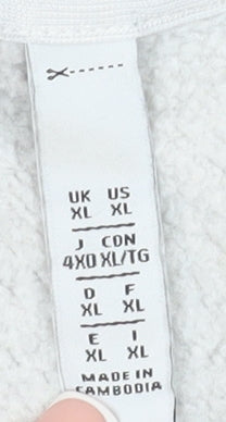 Adidas Men's Grey XL Pullover Hoodie with Logo Accents