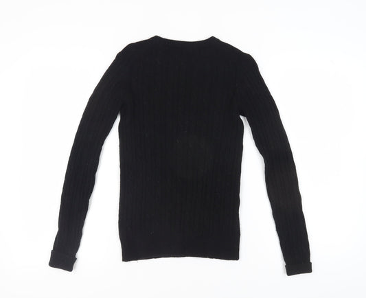Jack Wills Women’s Black Cable-Knit Pullover Jumper Size 6