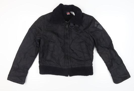 Diesel Women's Black Bomber Jacket, Size S, Casual Style