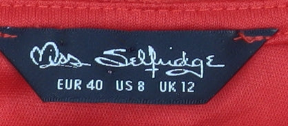Miss Selfridge Red Bodycon Dress, UK 12, Party Floral Lace