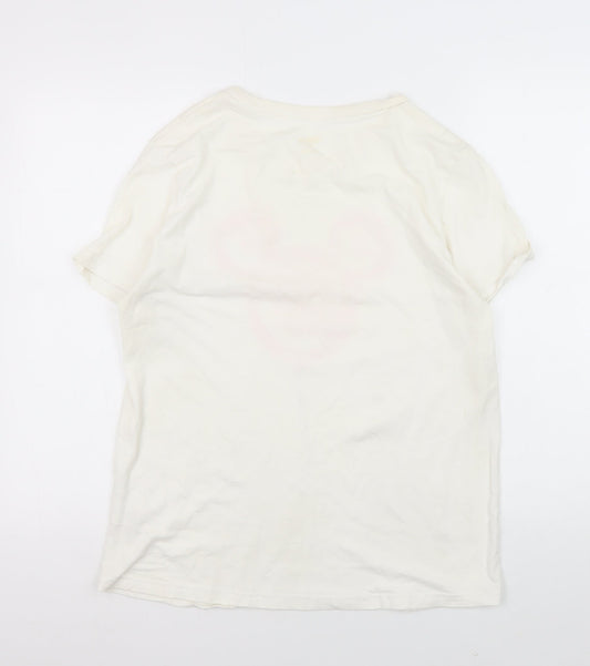 Disney Unisex White T-Shirt L Mickey Mouse Casual