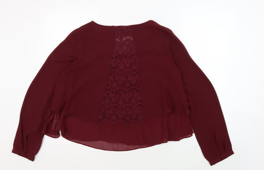 Apricot Women’s Red Lace Cropped Blouse Size 12