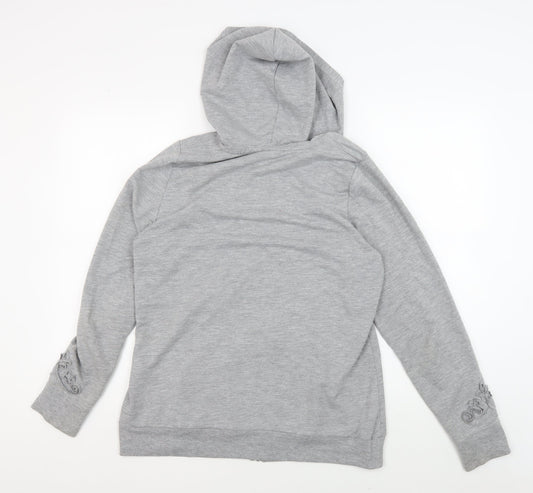 Evans Women's Grey Full Zip Hoodie with Embroidery