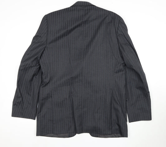 Jeff Banks Men's Grey Striped Suit Jacket, Size 42L, Formal