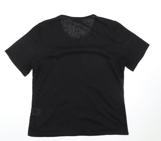 Bassini Women's Black Sequin Lace T-Shirt Size L