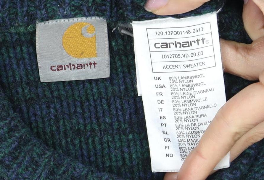 Carhartt Men's Green Lambswool Pullover Jumper L