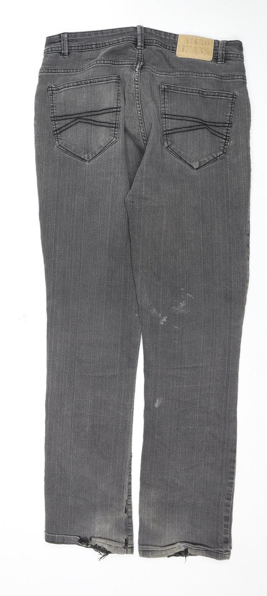 Nisko Women's Grey Straight Jeans Size 14 Distressed