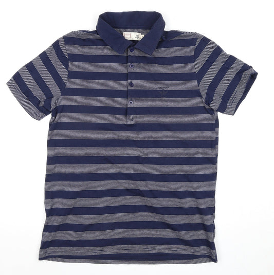 Firetrap Men's Blue Striped Polo Shirt M