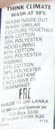 Brand and care label for Marks & Spencer girls’ blue full zip hoodie 10-11 years