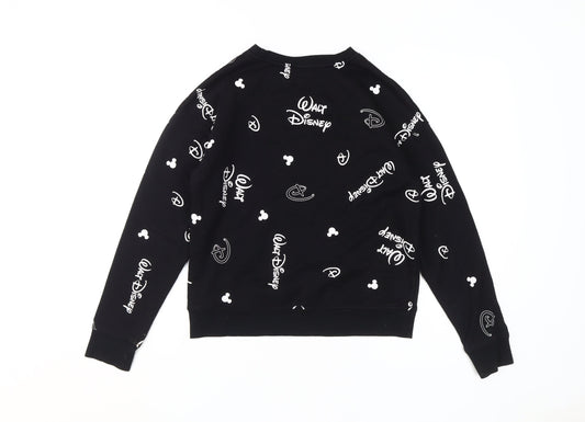 Disney Women's Black Logo Pullover Sweatshirt 2XS