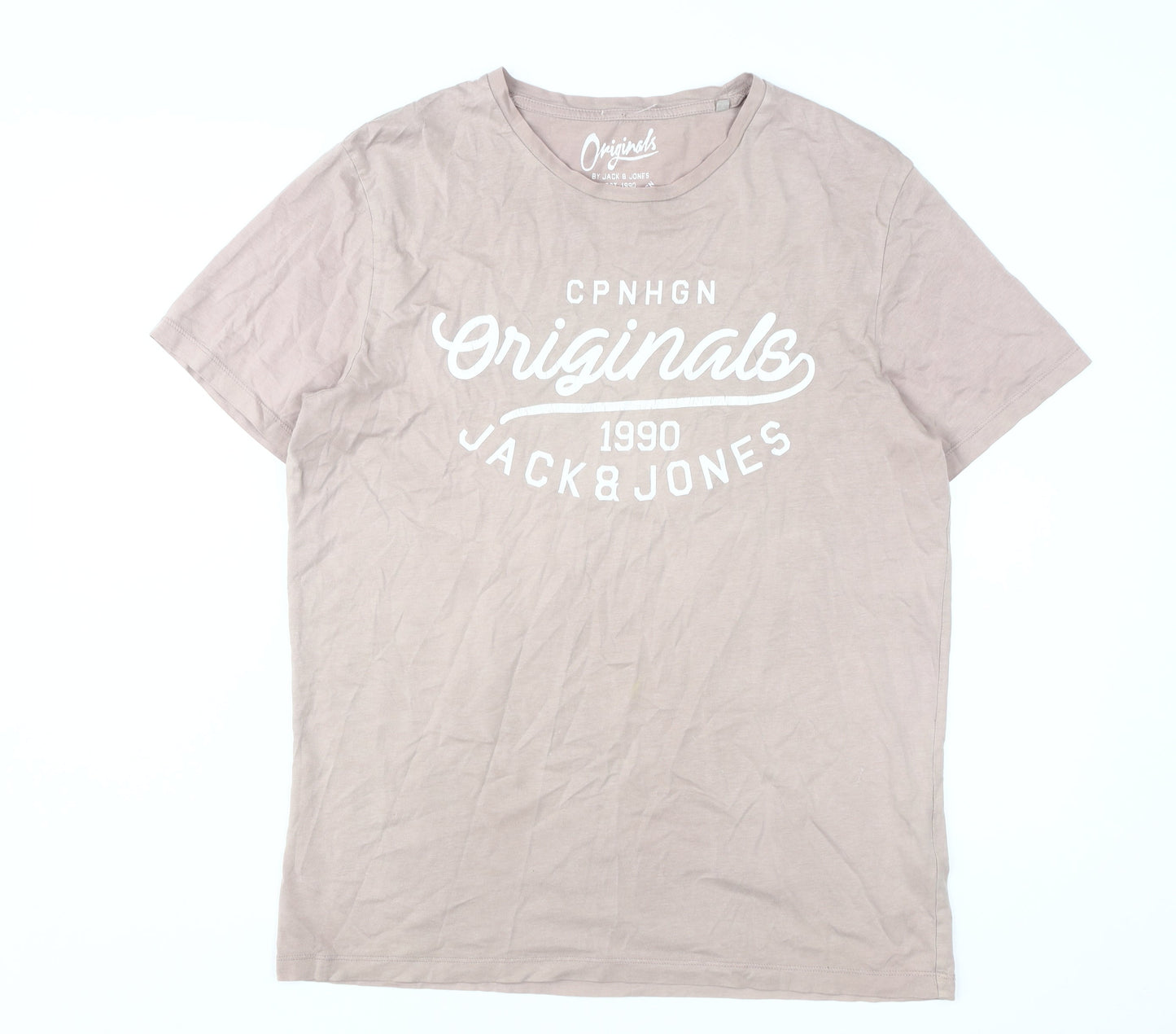 Jack & Jones Men's Beige Graphic T-Shirt - L