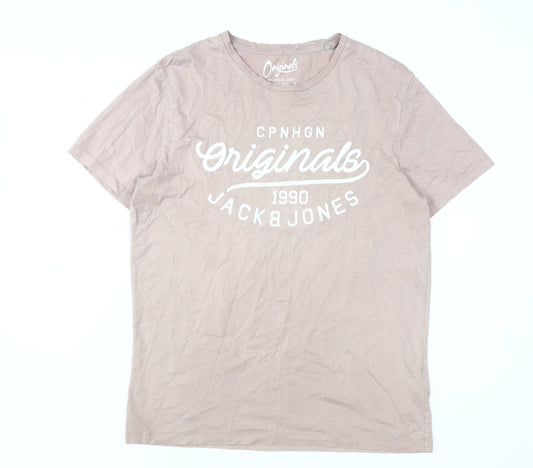 Jack & Jones Men's Beige Graphic T-Shirt - L