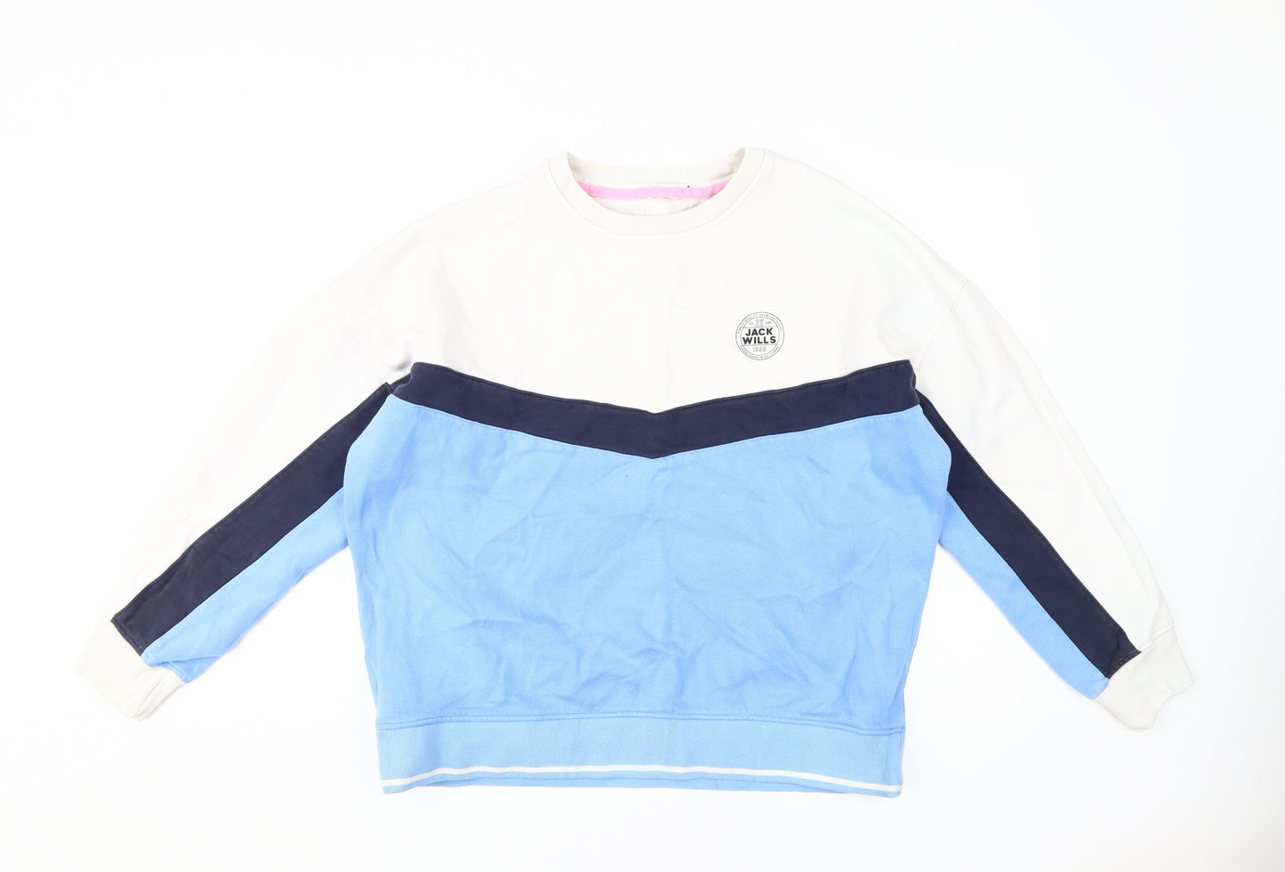 Jack Wills Women's Ivory Blue Sweatshirt Size 14