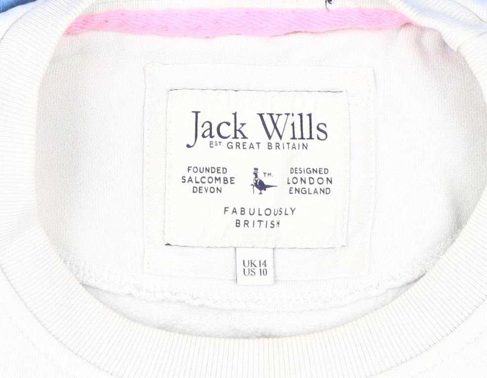 Jack Wills Women's Ivory Blue Sweatshirt Size 14