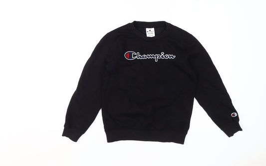 Additional front view of Champion boys’ black logo sweatshirt 9-10 years