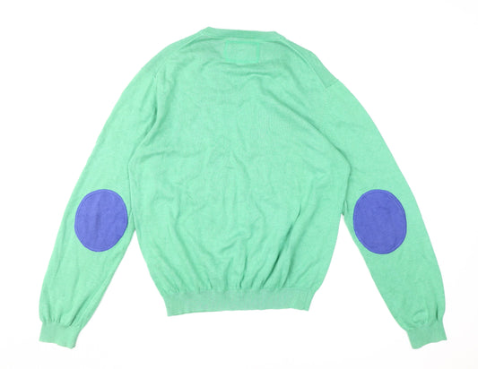 Riley Men's Green V-Neck Pullover Jumper Size L