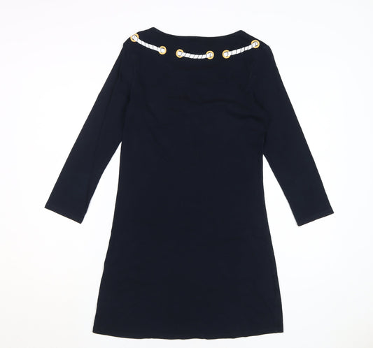 Laura Ashley Black Women's Dress Size 8, Bow Accent, Pockets