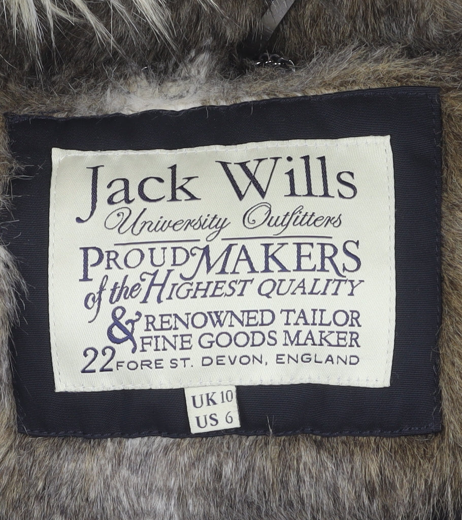 Jack Wills Women's Black Hooded Coat Size 10