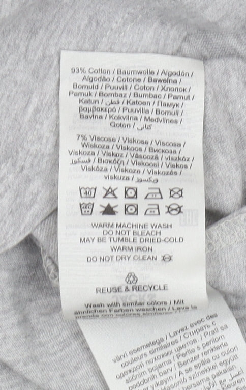 Jack & Jones Men's Grey T-Shirt, L, Breathable Jersey