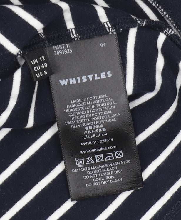 Whistles Women's Black Striped T-Shirt, UK 12, Spring Style