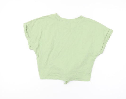Womens UK Size 2XS VERO MODA Green 100% Cotton T-Shirt