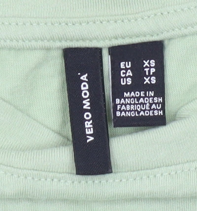 Vero Moda Women's Green Cropped Crew Neck T-Shirt XS