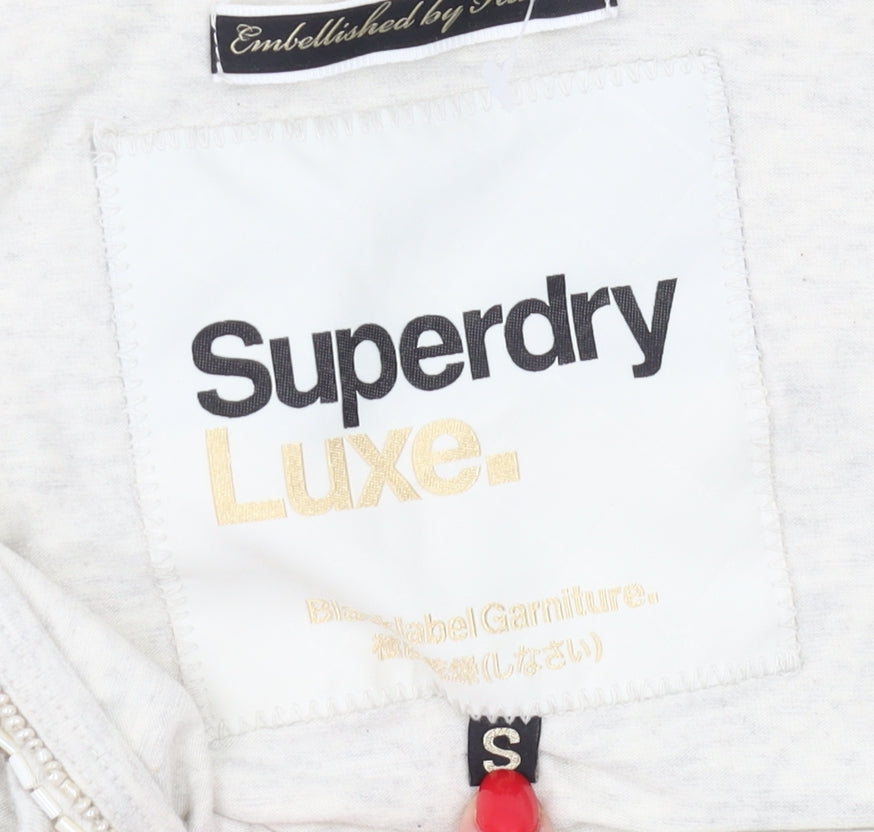 Superdry Women’s Beige Tank Top, Size S, Beaded Accents