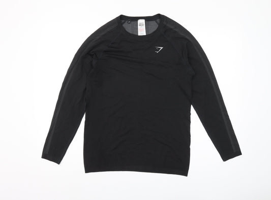 Gymshark Men's Black Long Sleeve Pullover Activewear Top