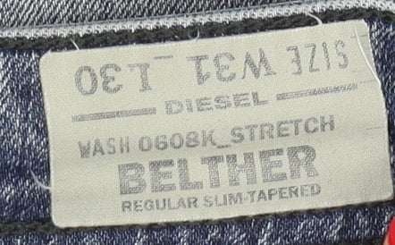Diesel Men's Blue Tapered Jeans Size 36 - Distressed Style