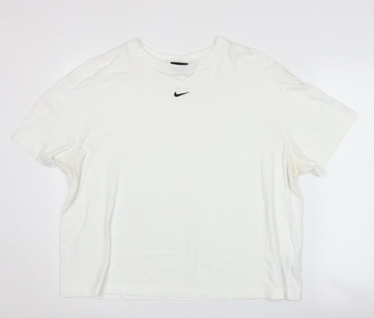 Nike Unisex White L T-Shirt, Crew Neck, Breathable Cotton