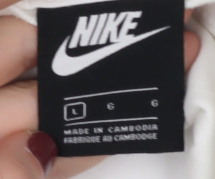 Nike Unisex White L T-Shirt, Crew Neck, Breathable Cotton