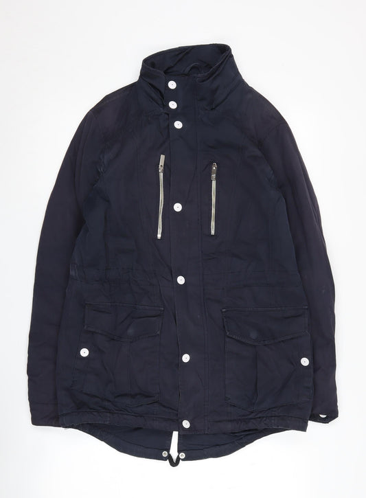 Jack & Jones Men's Black S Parka Jacket Zip Pockets