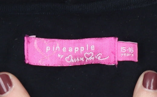 Additional view of Pineapple girls’ black hoodie, 15-16 years, full zip