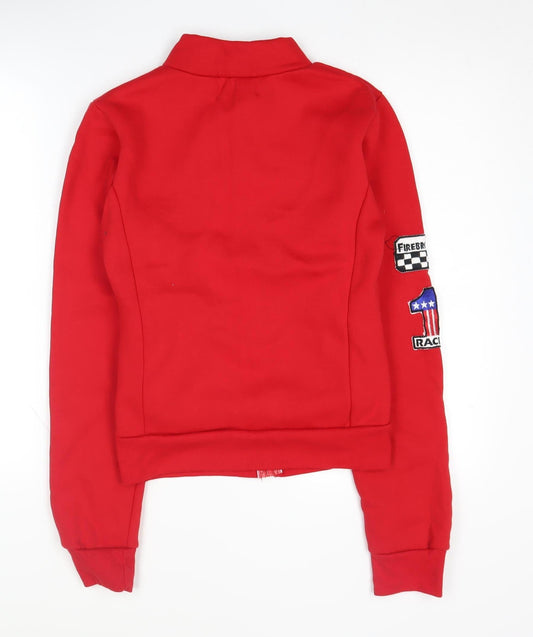 Hyde & Seek Women's Red Biker Sweatshirt, S, Full Zip