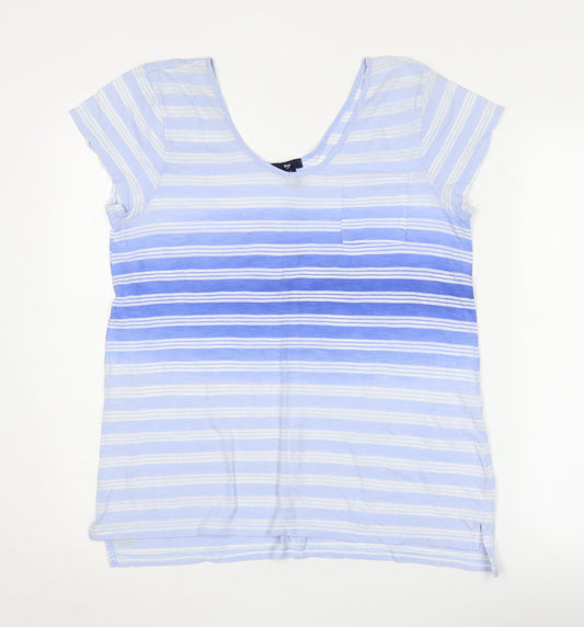 Gap Women's Blue Striped T-Shirt, Size M, Casual Spring