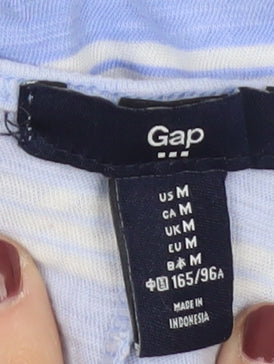 Gap Women's Blue Striped T-Shirt, Size M, Casual Spring