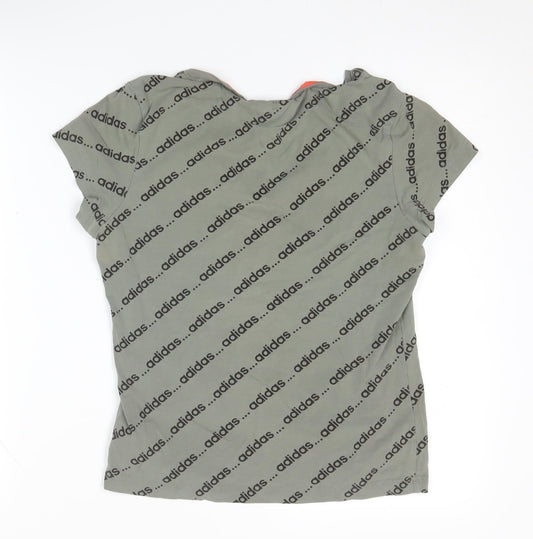 Adidas Women's Green V-Neck T-Shirt L