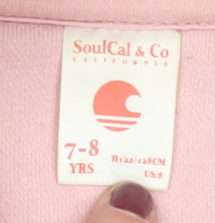 Additional view of SoulCal girls’ pink hoodie, 7-8 years, full zip, cotton blend