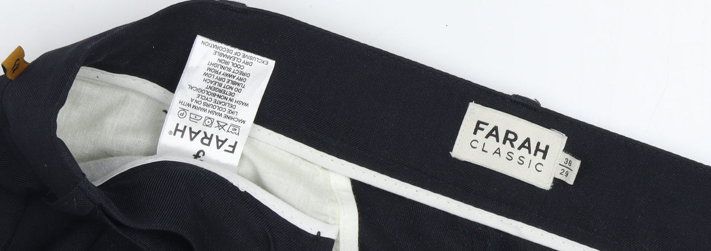 Farah Men's Black Chino Trousers 38 Classic Fit