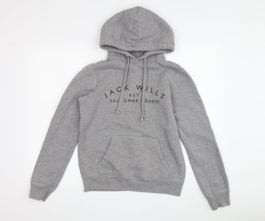 Womens UK 8 Regular Jack Wills Grey Pullover Hoodie