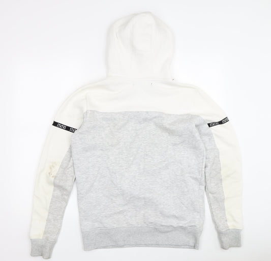 STATUS Men's Grey Pullover Hoodie, Size S, Logo Accented