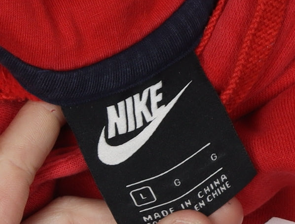 Nike Men's Red Pullover Hoodie L with Logo
