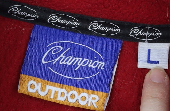 Champion Men's Red Fleece Jacket L Stand-Up Collar