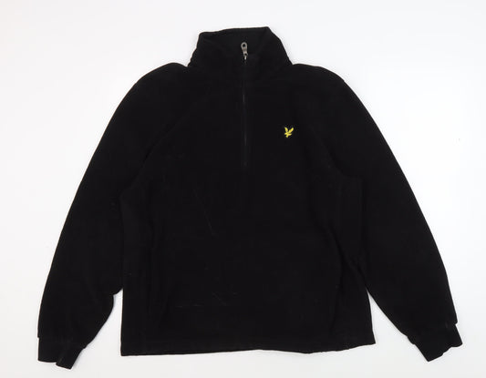 Lyle & Scott Men's Black Fleece 1/2 Zip Hoodie L