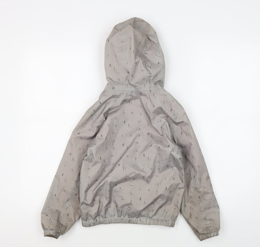 Decathlon Girls' Grey Rain Coat, Size 6, Hooded Outdoor Jacket