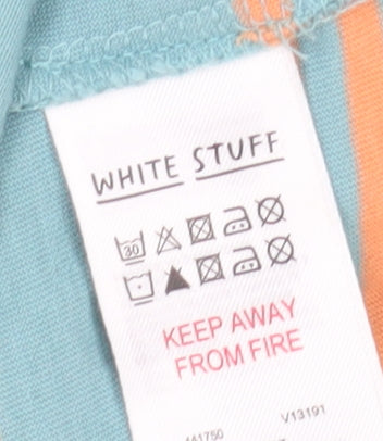White Stuff Women's Blue Striped T-Shirt, Size 8