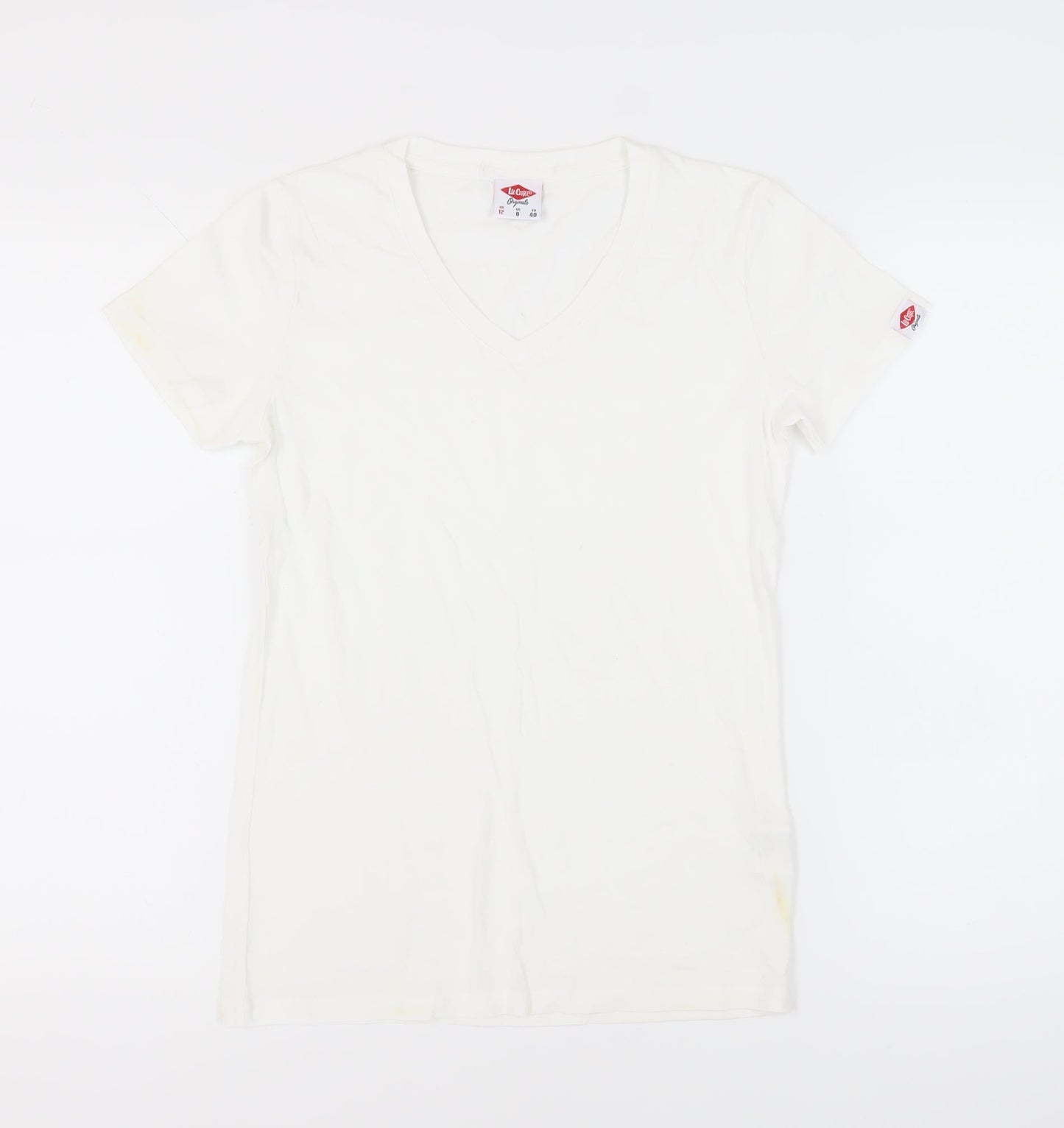 Lee Cooper Women's White V-Neck T-Shirt Size 12