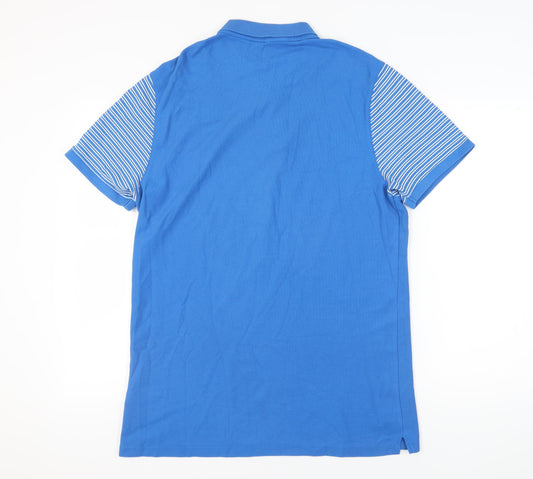 Nike Men's Blue Striped Polo Shirt - L, Golf Style