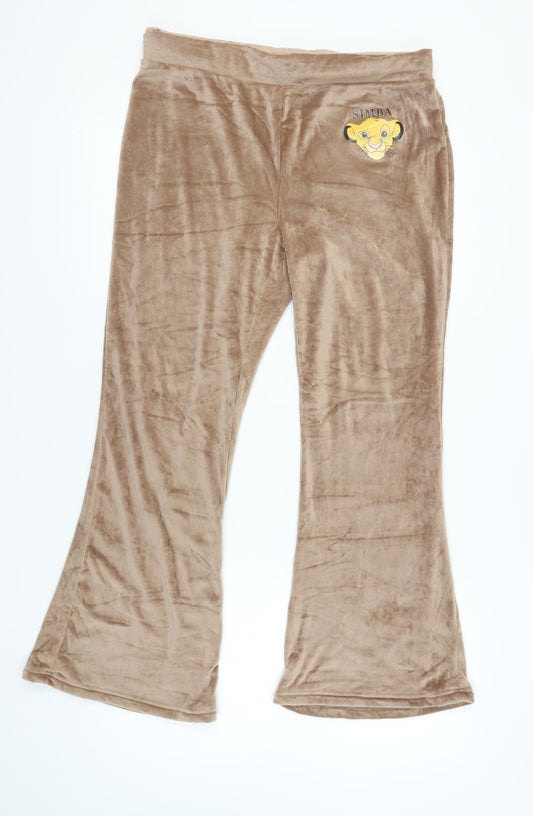 Disney Women’s Brown Flared Velour Trousers L